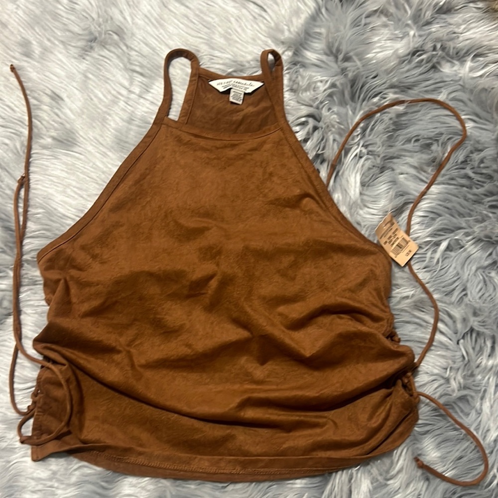 Nwt AEO first essentials brown cinch tied tank top sz M